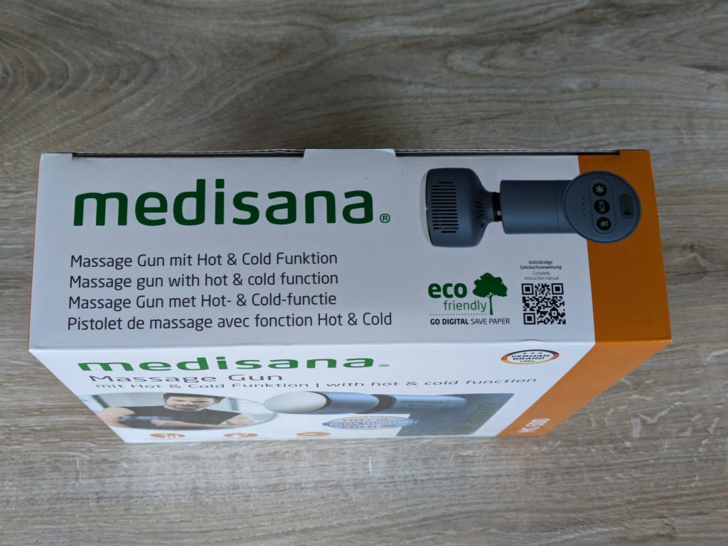 Verpackung der Medisana MG600 Massagepistole von oben