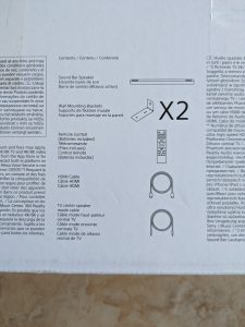 Verpackung der Sony HT A5000 Soundbar von hinten in der Nahansicht