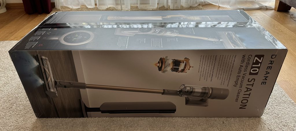 Verpackung des Dreame Z10 Station Akku-Staubsaugers liegend