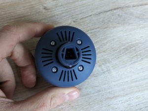 Wärmekopf der Medisana MG600 Massagepistole von hinten