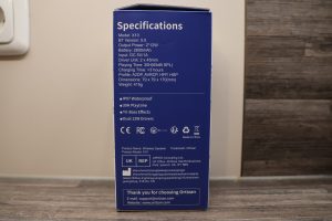 Ortizan X10 Bluetooth-Lautsprecher Karton Rückseite