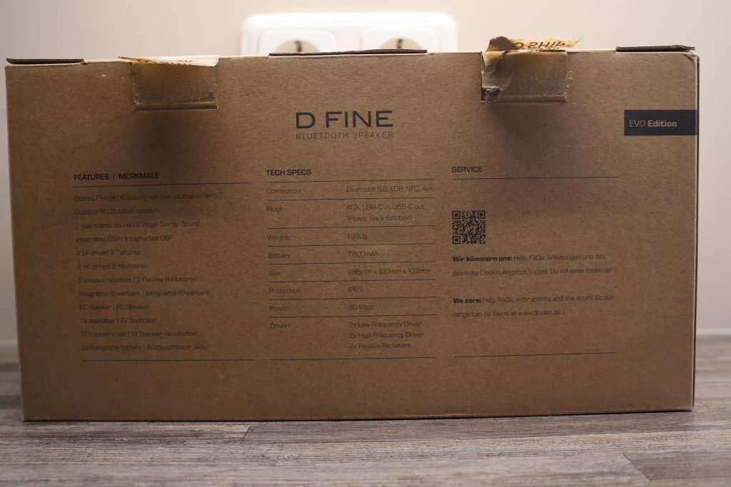 Dockin D Fine Evo Bluetooth-Lautsprecher Karton Back