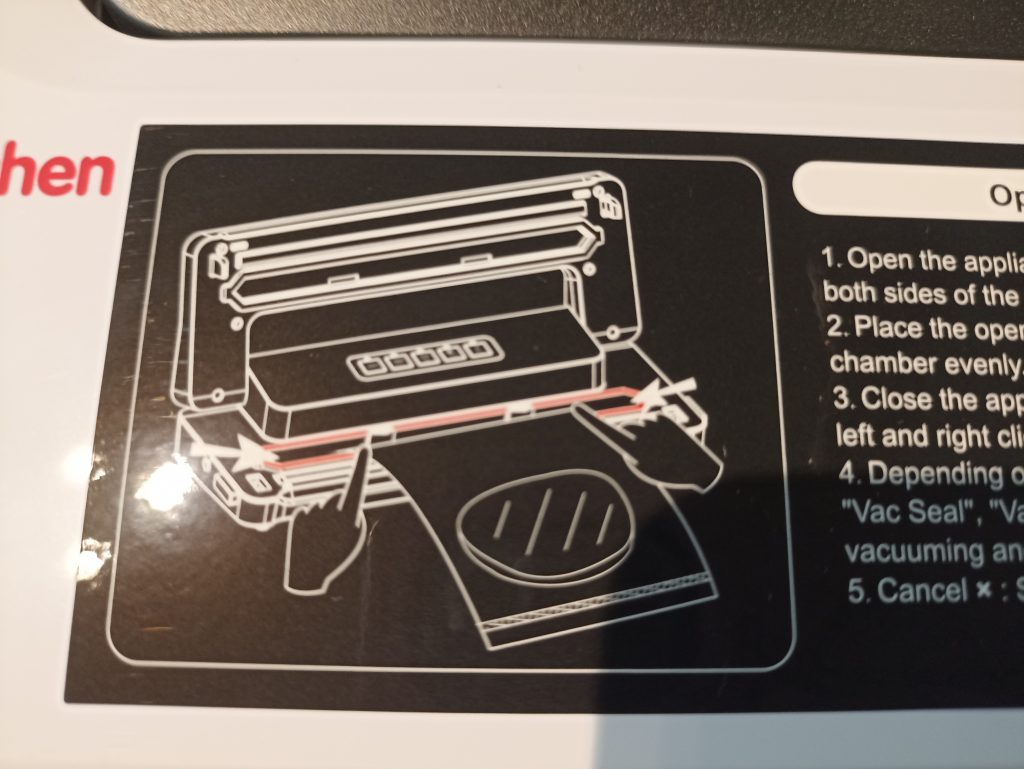 Amazon Basics Vakuumierer, Aufdruck auf dem Gerät 1