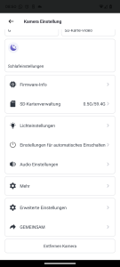 App der NETVUE Birdfy Wildkamera, weitere Einstellungen