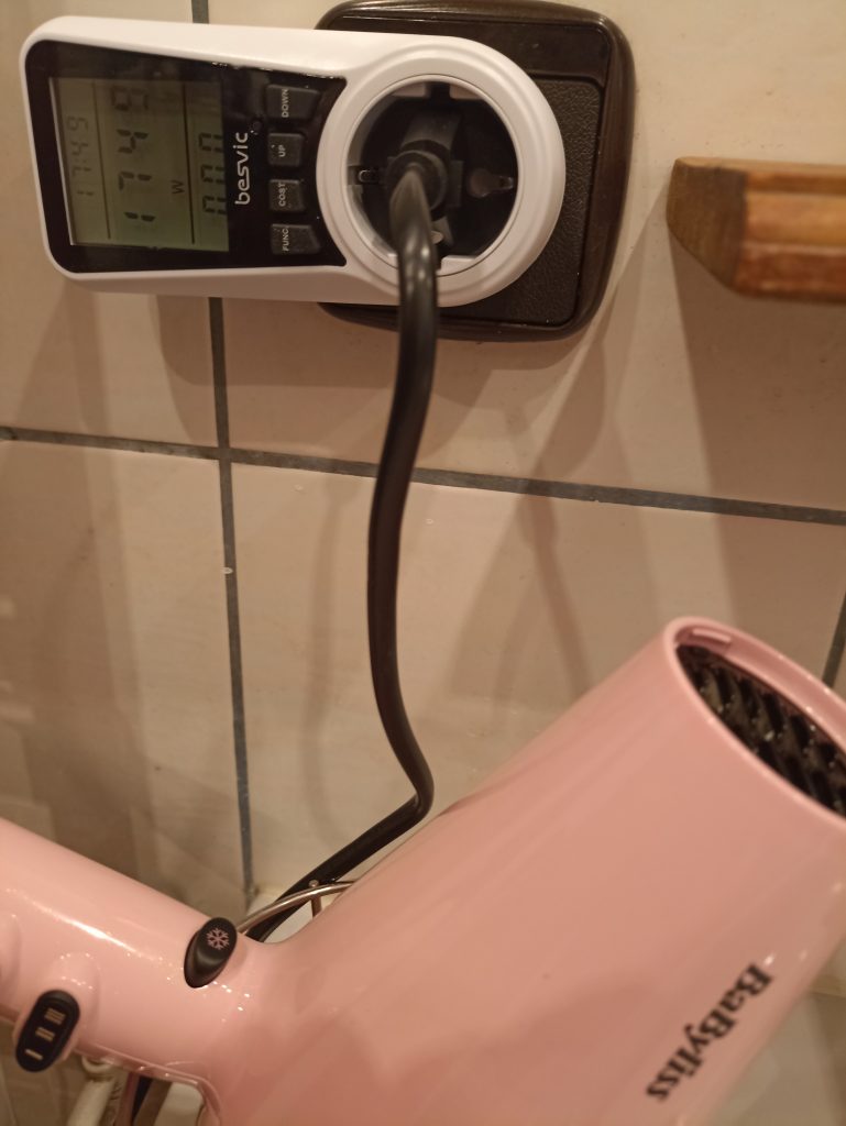 BaByliss 5337PRE Haartrockner, Messen der Leistung in Watt