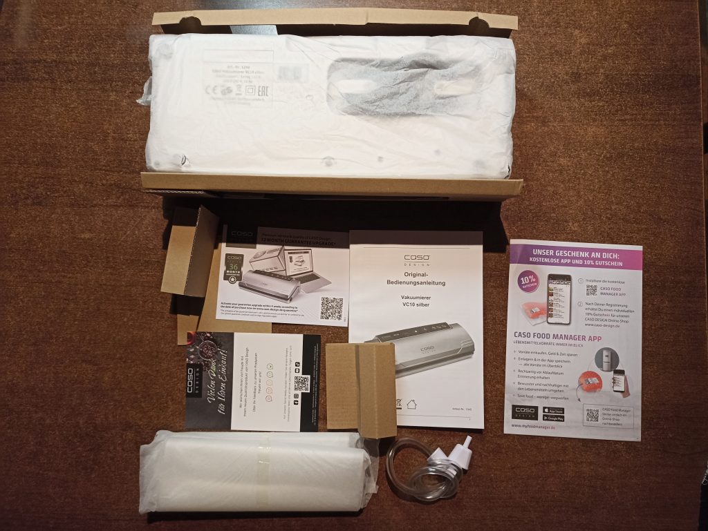 CASO VC10 Vakuumierer, Lieferumfang mit Innenverpackung