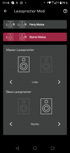 Dockin D Fine Evo Lautsprecher Modi Screenshot