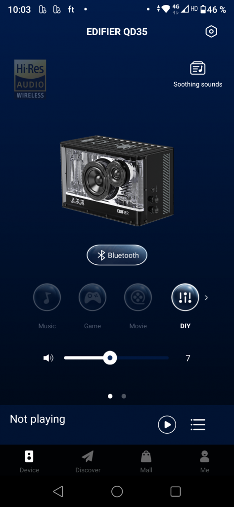 Edifier QD35 Bluetooth-Lautsprecher App Start Screenshot
