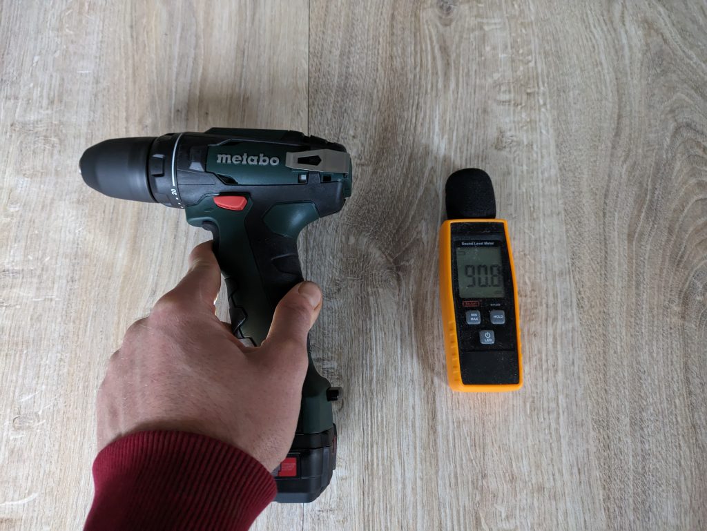 Getestete Lautstärke des Metabo BS 18 Akku-Bohrschraubers