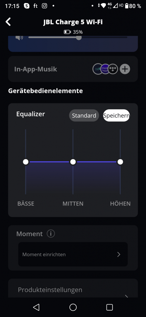 JBL Charge 5 Wi-Fi Screenshot Equalizer