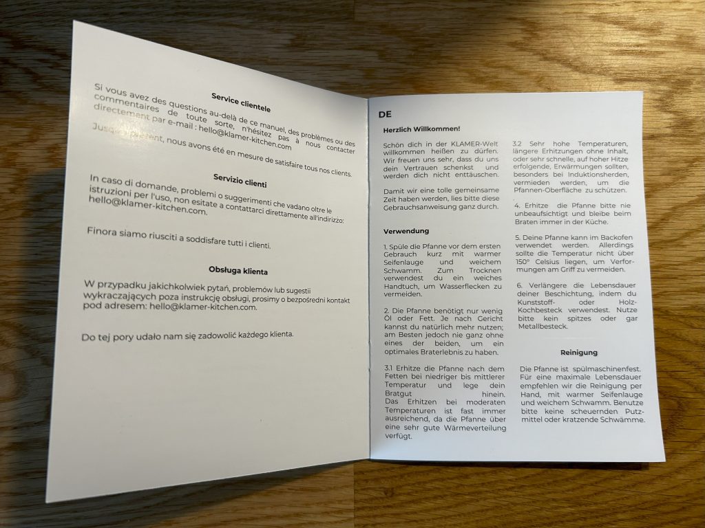 Klamer Profi Pfanne Bedienungsanleitung