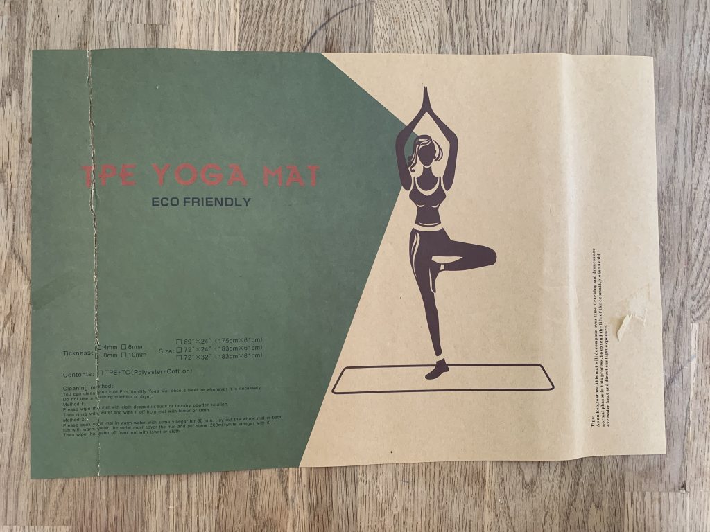 Oak & Tea Yogamatte Hinweise auf der Banderole