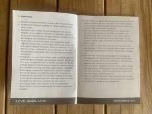 RÖSLE Elegance beschichtete Pfanne geöffnete Bedienungsanleitung