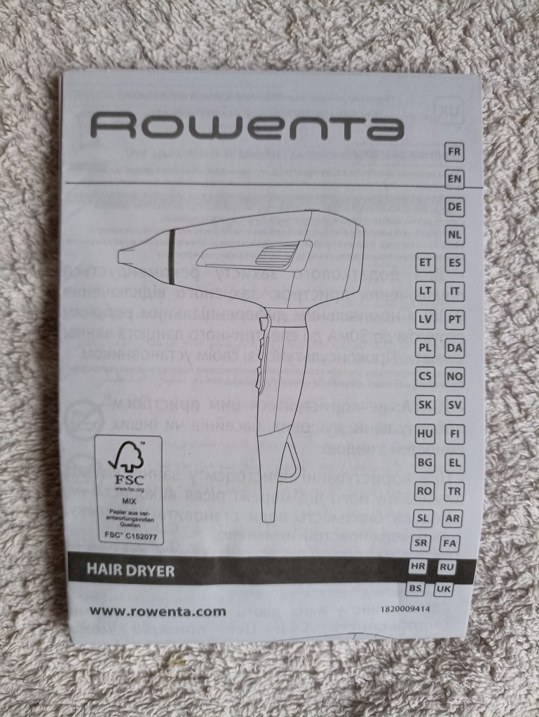 Rowenta x Karl Lagerfeld Haartrockner, Gebrauchsanweisung