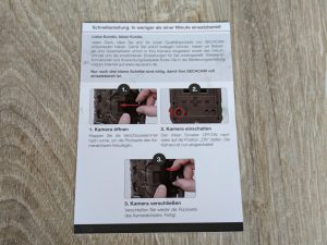 Schnellstartanleitung der SECACAM Wild-Vision Wildkamera, Vorderseite