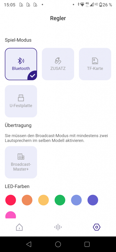 Tronsmart Bang Einstellungen Screenshot
