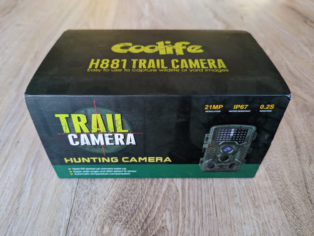 Verpackung der Coolife H881 Wildkamera von vorne