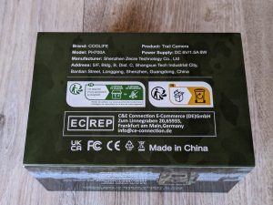 Verpackung der Coolife PH700A Wildkamera von unten