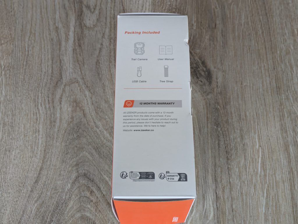 Verpackung der iZEEKER iG200 Wildkamera von der linken Seite