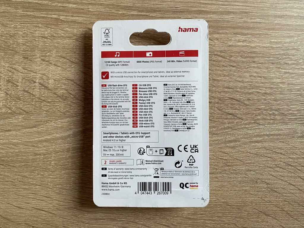 Hama Laeta Twin USB-Stick Verpackung Rückseite