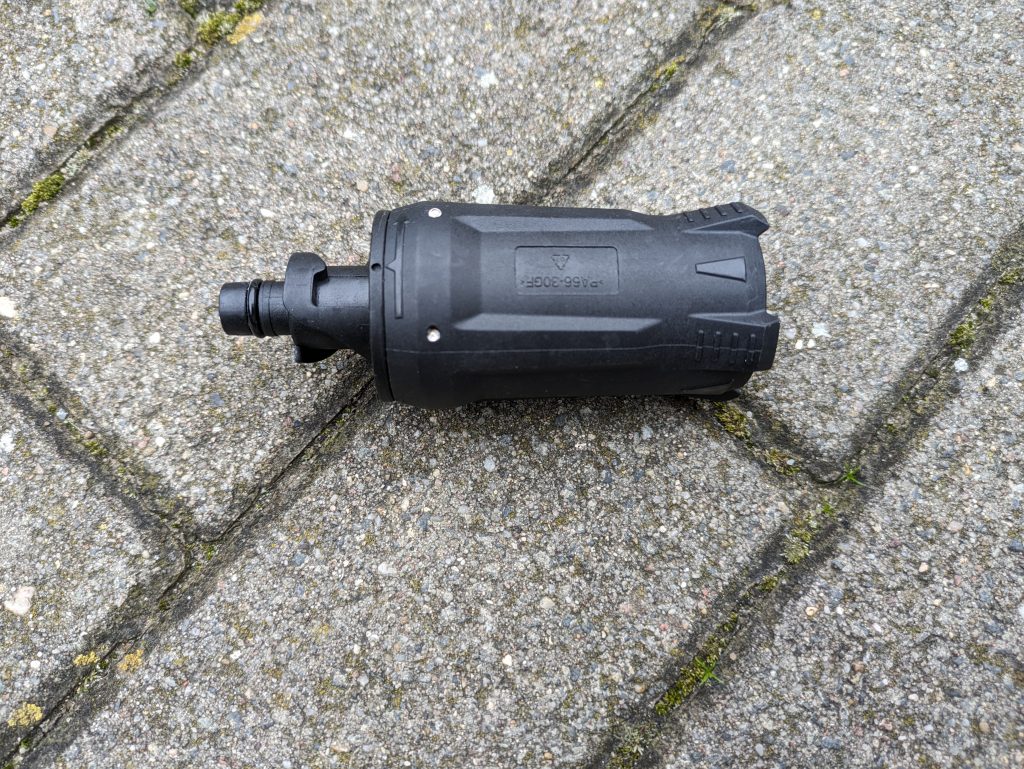 4-in-1-Düse des EInhell Hypresso Akku-Hochdruckreinigers von der Seite