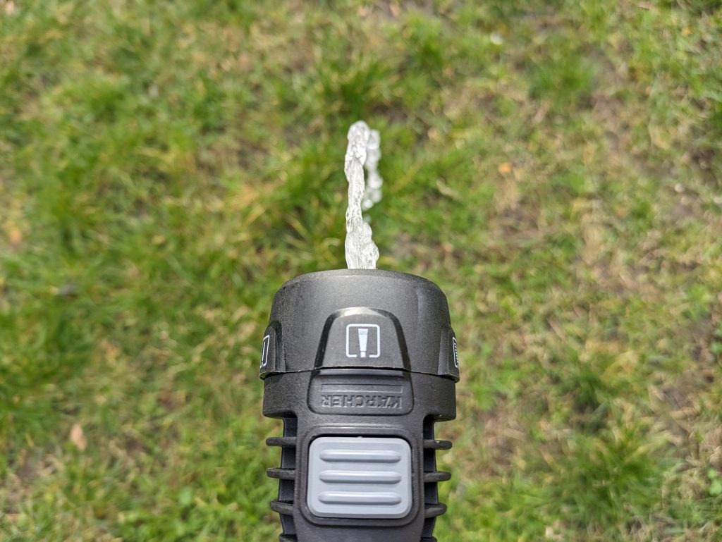 5-in-1-Düse des Kärcher KHB 6 Akku-Hochdruckreinigers, Gießstrahl, Sprühverhalten
