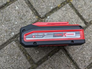 Akku des Einhell Hypresso Akku-Hochdruckreinigers von vorne