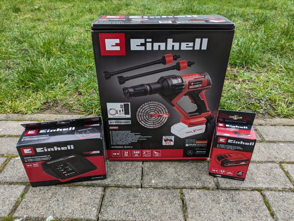 Alle Verpackungen des EInhell Hypresso Akku-Hochdruckreinigers
