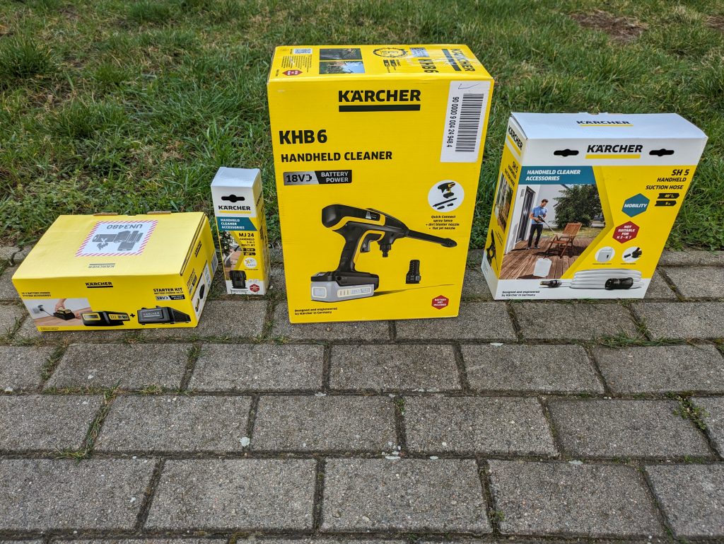 Alle Verpackungen des Kärcher KHB 6 Akku-Hochdruckreinigers