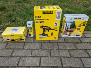 Alle Verpackungen des Kärcher KHB 6 Akku-Hochdruckreinigers