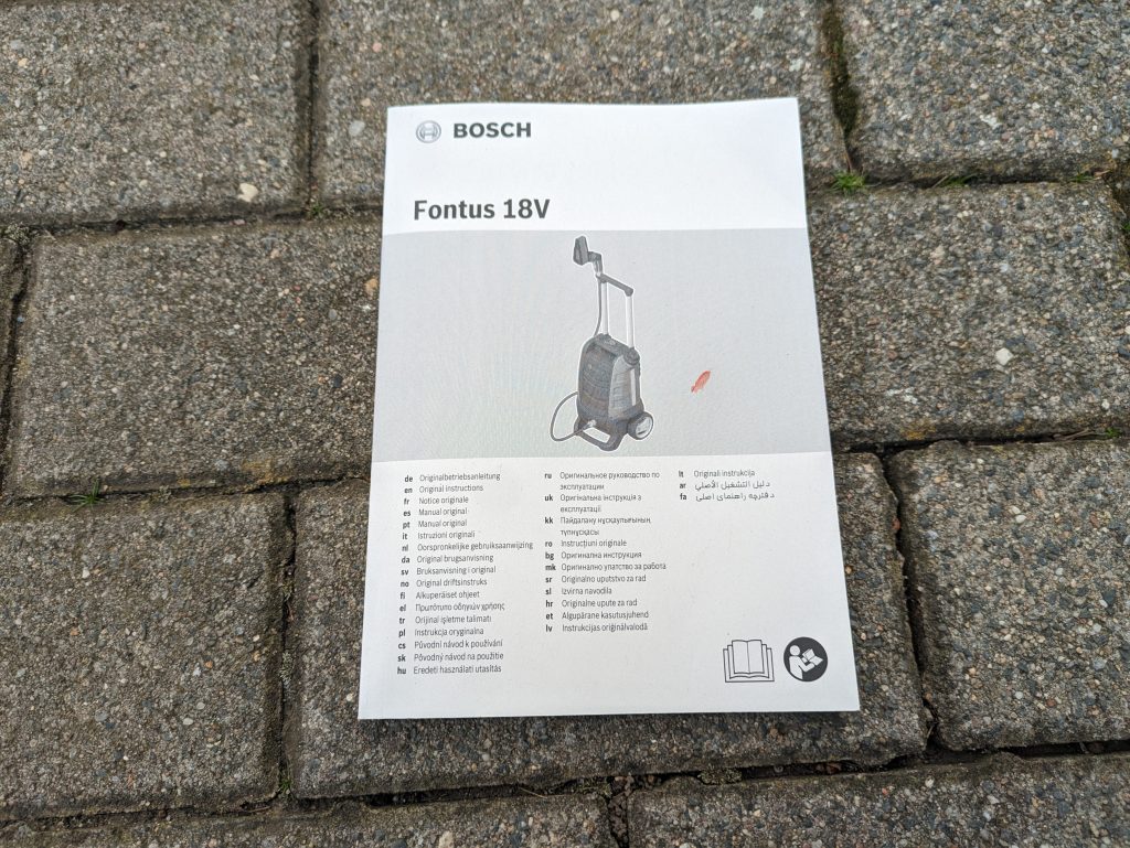 Bedienungsanleitung des Bosch Fontus Akku-Hochdruckreinigers