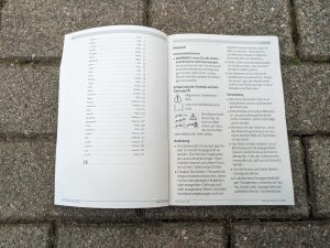 Bedienungsanleitung des Bosch Fontus Akku-Hochdruckreinigers geöffnet