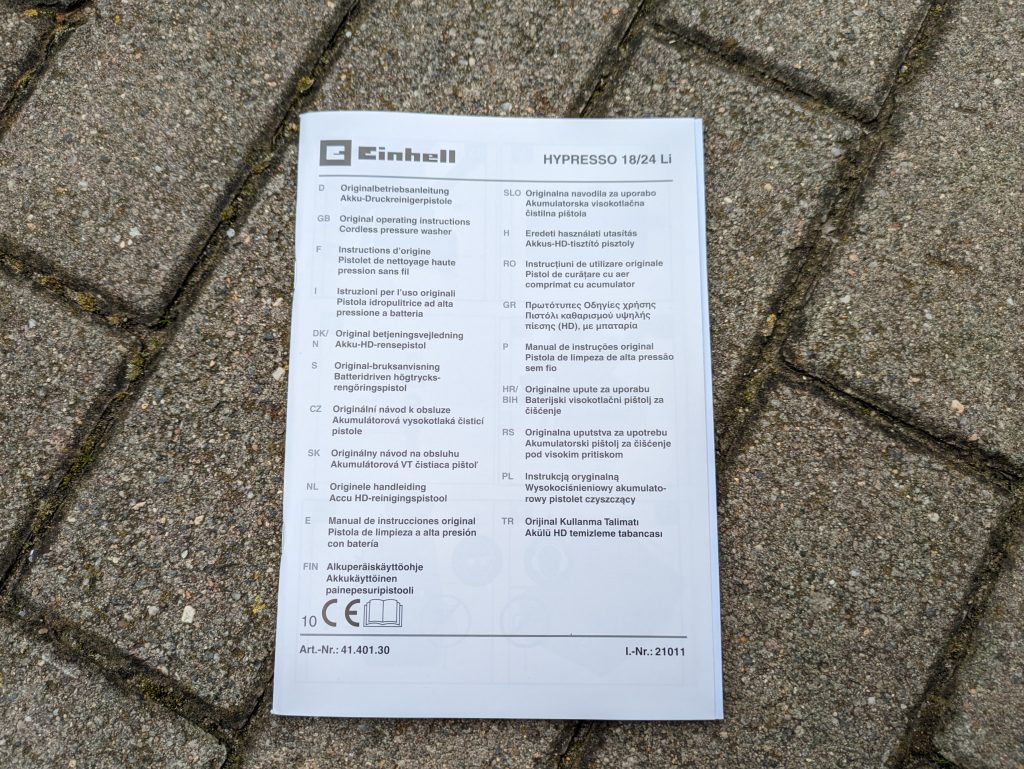 Betriebsanleitung des EInhell Hypresso Akku-Hochdruckreinigers