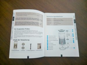 DREAMOON-Milchaufschäumer Gebrauchsanweisung geöffnet