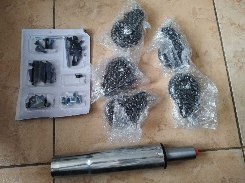 Gasfeder, Rollen und Montagematerial des CLOUVOU B12 001 CleverSeat Bürostuhls