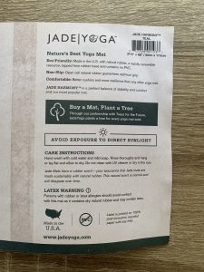 JadeYoga Harmony Gymnastikmatte Verbraucherhinweise auf Banderole