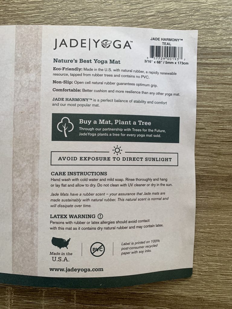 ade Yoga Harmony Yogamatte Verbraucherhinweise auf Banderole