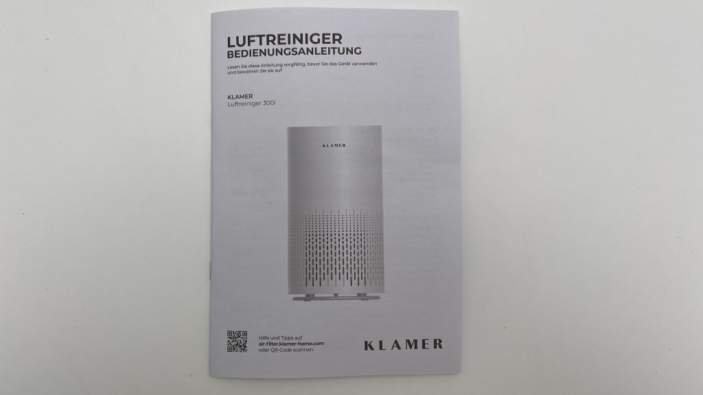 Klamer 300i Luftreiniger Bedienungsanleitung