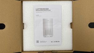 Klamer 300i Luftreiniger Verpackung geöffnet