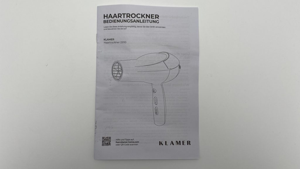 Klamer Haartrockner Bedienungsanleitung