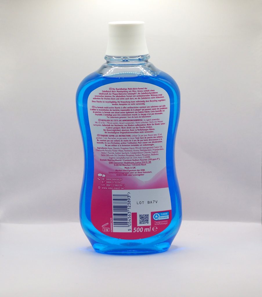 Odol-med Zahnfleisch aktiv Flasche Rückseite