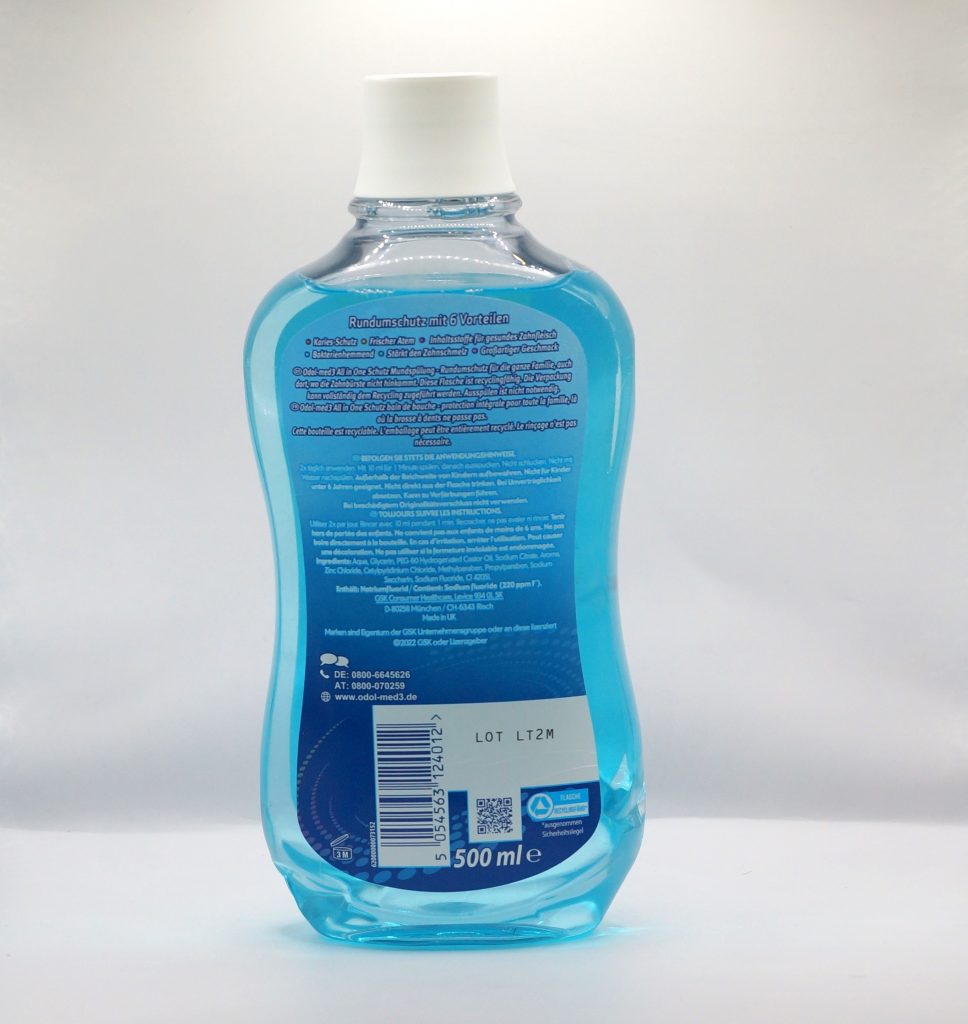 Odol-med3 All in One Flasche Rückseite