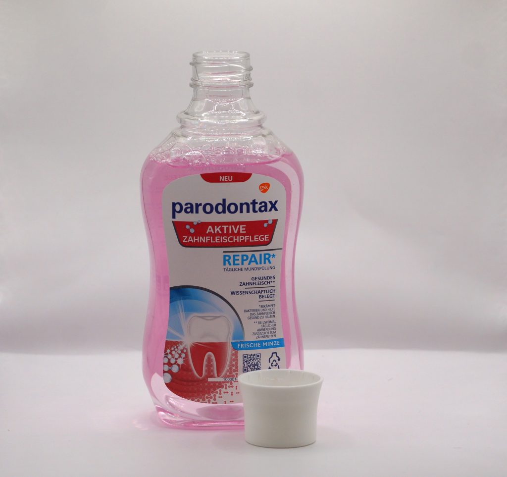 Parodontax Aktive Zahnfleischpflege Flasche geöffnet