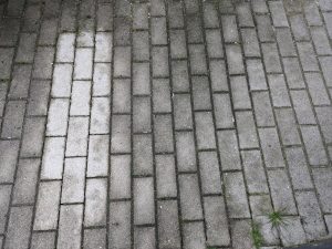 Pflastersteine nach der Reinigung mit dem Yard Force LW C02 AquaJet Akku-Hochdruckreiniger
