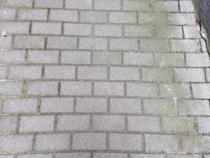 Pflastersteine vor der Reinigung mit dem EInhell Hypresso Akku-Hochdruckreiniger