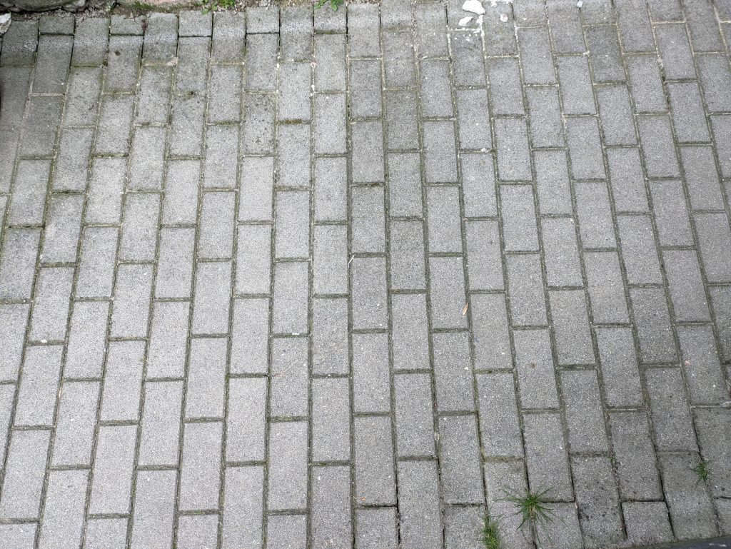 Pflastersteine vor der Reinigung mit dem Yard Force LW C02 AquaJet Akku-Hochdruckreiniger