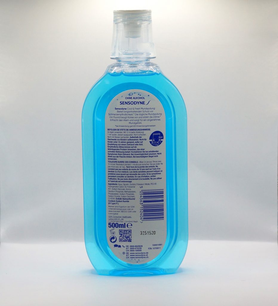 Sensodyne Cool & Fresh Flasche Rückseite
