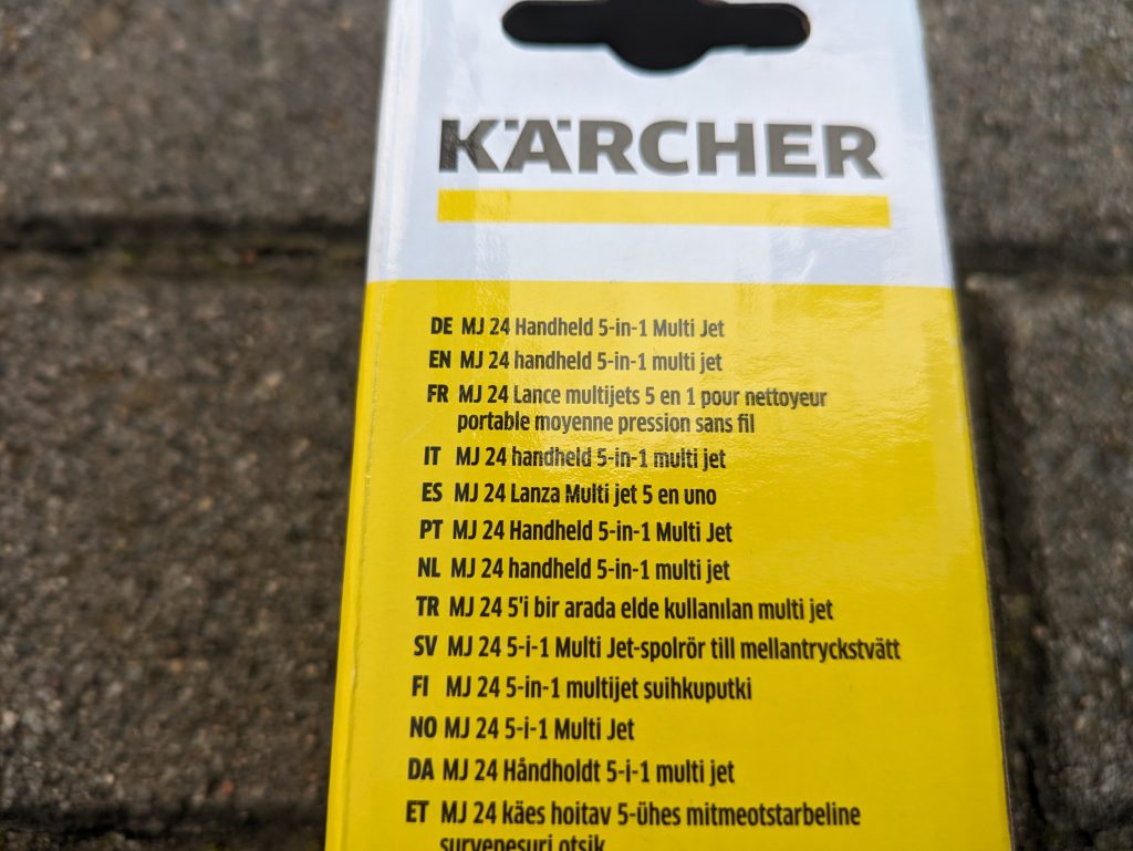 Verpackung der 5-in-1-Düse des Verpackung des Wasseransaugschlauchs des Kärcher KHB 6 Akku-Hochdruckreinigers v2