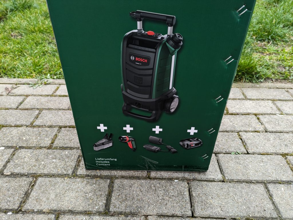 Verpackung des Bosch Fontus Akku-Hochdruckreinigers
