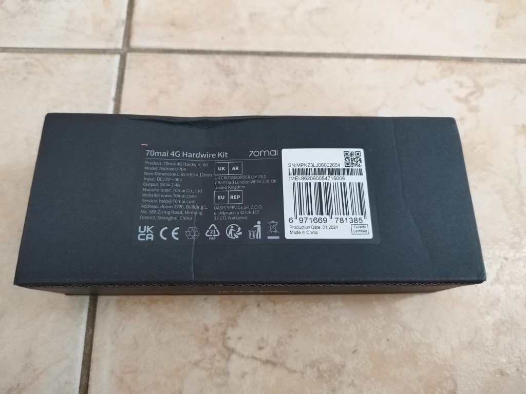 Verpackung-des-Hardwire-Kit-70mai-4G-von-vorne